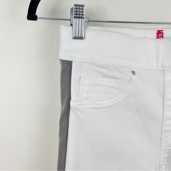 Spanx White Raw Hem Pull on Skinny Jeans with Side Stripe Size XS (0) NWT - Picture 5 of 14